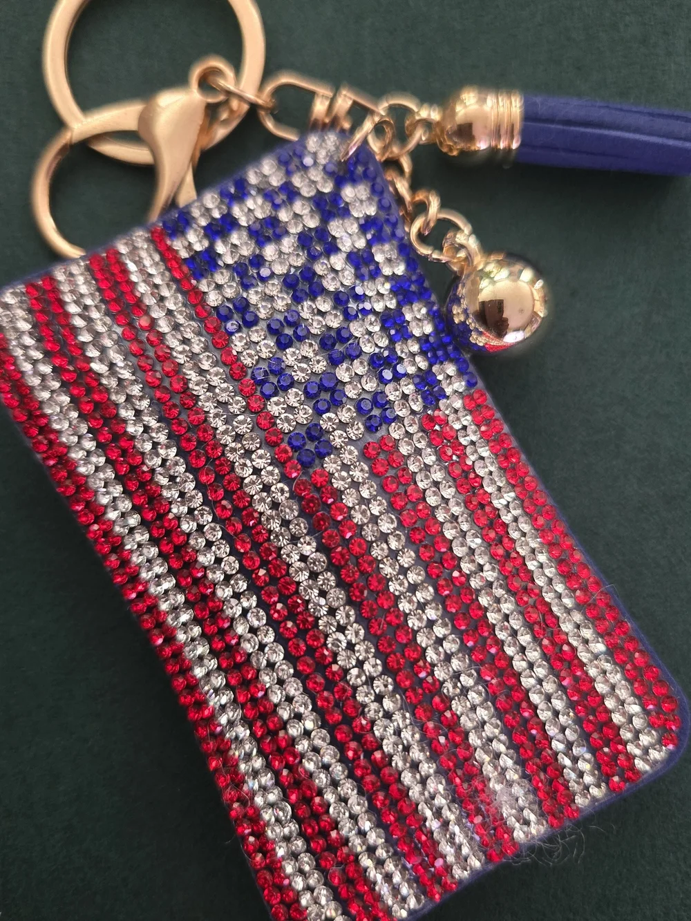 Crystal Patriotic 🇺🇲American Flag Bag Charm /Keychain 🇺🇲